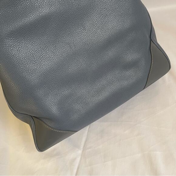 Dunhill Boston Tote Blue Leather Top Handle Work School Business Bag Tote - Picture 6 of 16